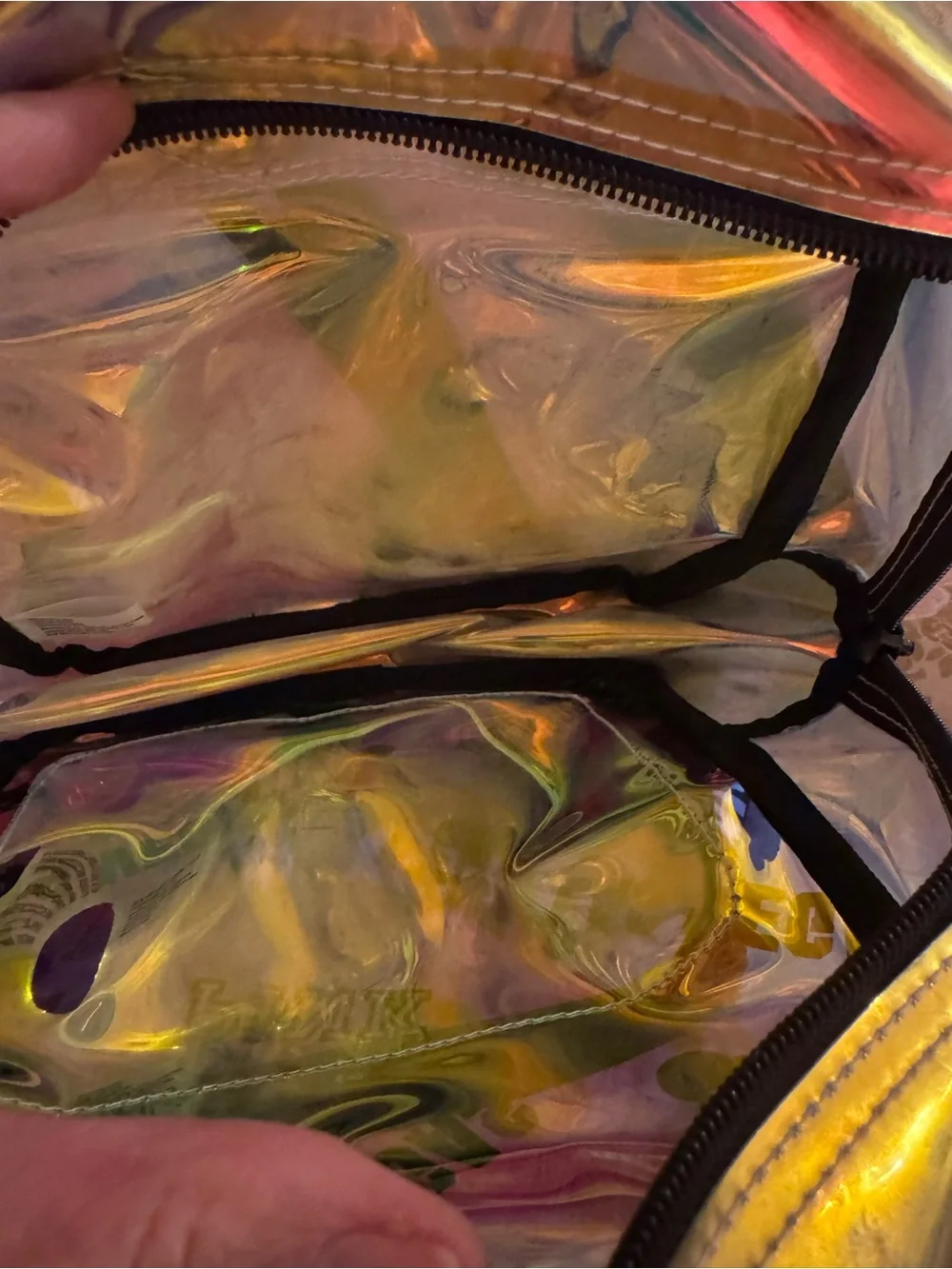 Victoria's Secret PINK Clear Iridescent transparent Backpack gold LAS VEGAS